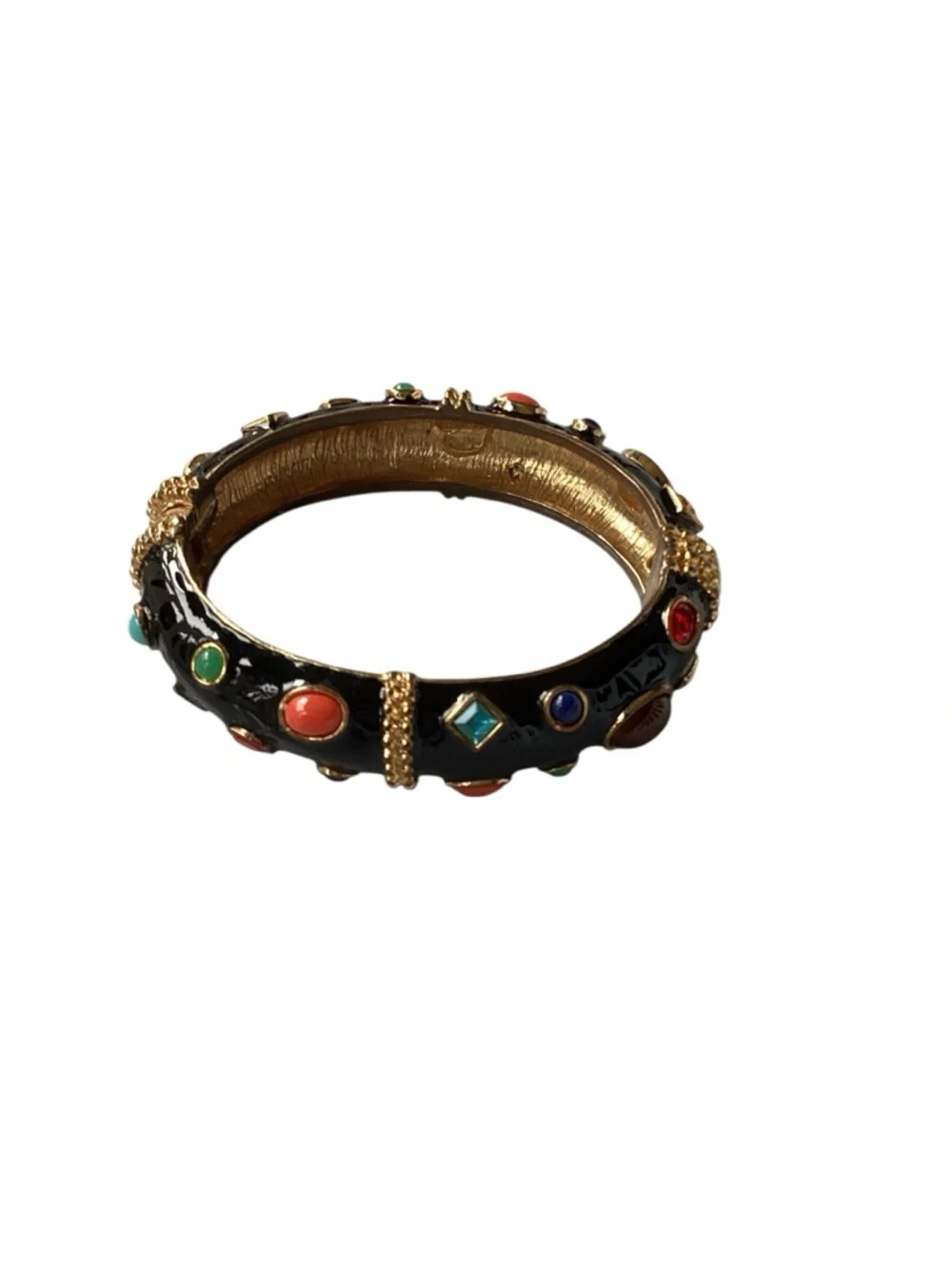 Vintage KJL Black Enamel & Cabochon Bracelet - Picture 3 of 5